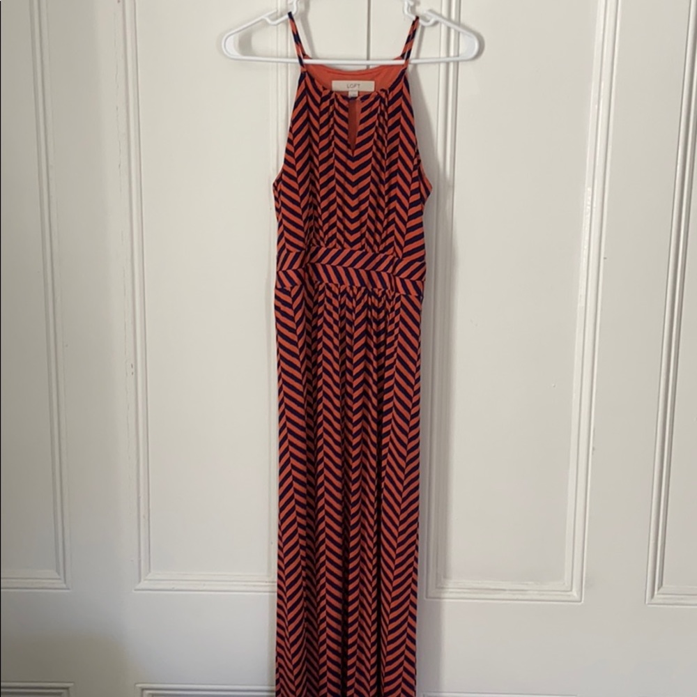 Navy and orange dress